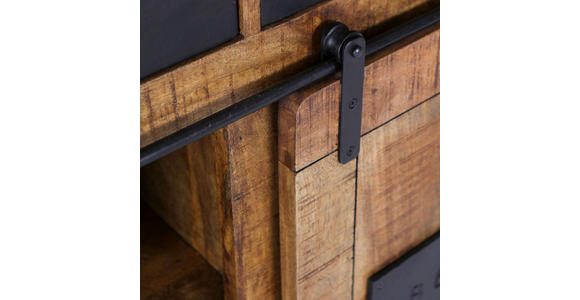 SIDEBOARD in 195/85/45 cm - Schwarz/Naturfarben, ROMANTIK / LANDHAUS, Holz/Metall (195/85/45cm) - Landscape