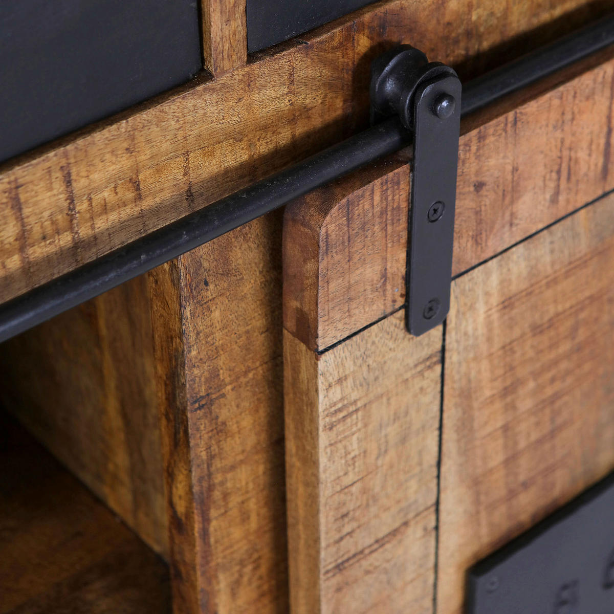SIDEBOARD 195/85/45 cm  in Naturfarben  - Schwarz/Naturfarben, ROMANTIK / LANDHAUS, Holz/Metall (195/85/45cm) - Landscape