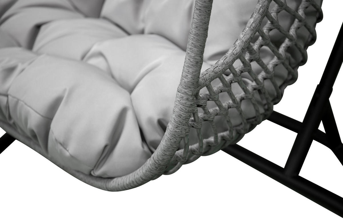 HÄNGESESSEL 133/196/105 cm  - Hellgrau/Schwarz, KONVENTIONELL, Kunststoff/Metall (133/196/105cm) - Gardenson