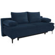 BOXSPRINGSOFA Flachgewebe Dunkelblau Rückenkissen, Bettkasten, Schlaffunktion, Rücken echt  - Dunkelblau, KONVENTIONELL, Textil/Metall (204/93/100cm) - Novel