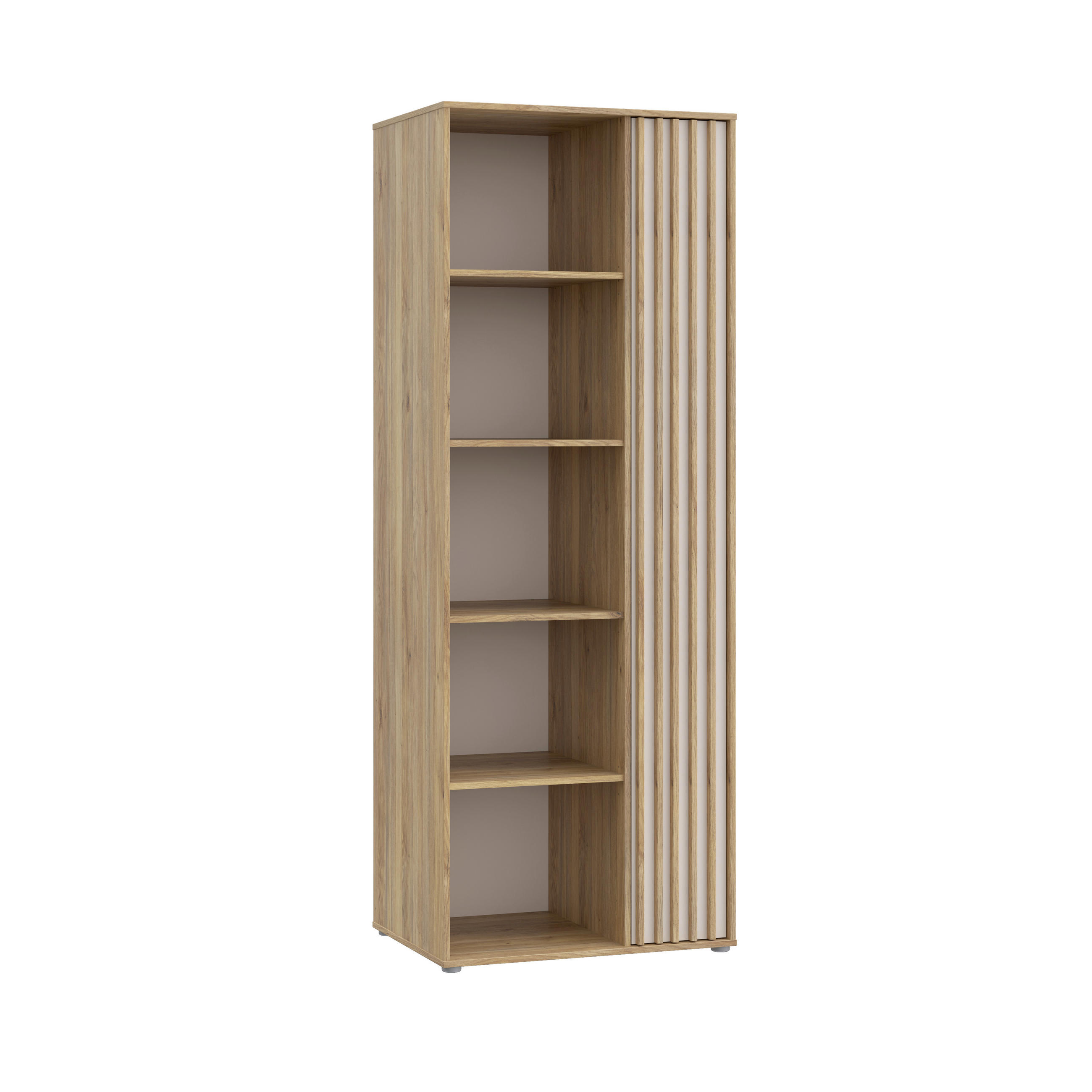 ETAJERĂ DE PERETE 74/200/54 cm  - culoare lemn stejar/nisipiu, Basics, material pe bază de lemn (74/200/54cm)