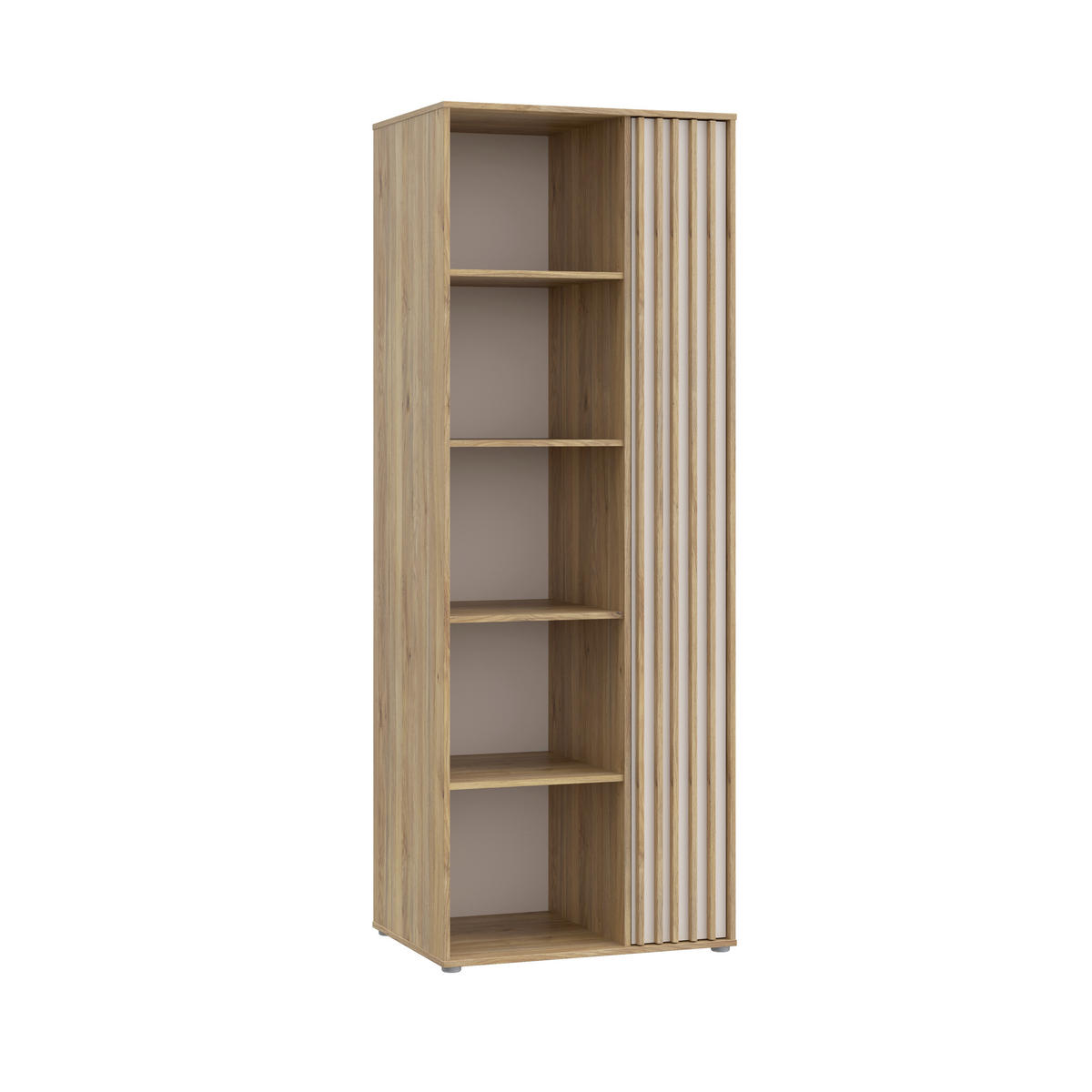 ETAJERĂ DE PERETE 74/200/54 cm  - culoare lemn stejar/nisipiu, Basics, material pe bază de lemn (74/200/54cm)