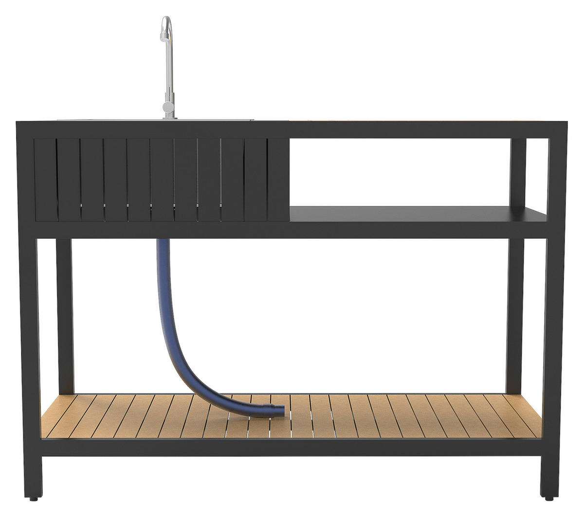 OUTDOORKÜCHE - Anthrazit/Teakfarben, MODERN, Kunststoff/Metall (127/95/50cm) - Ambia Garden