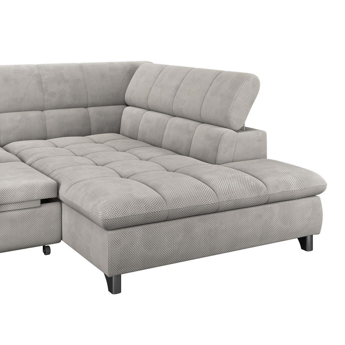 ECKSOFA Beige Chenille  - Chromfarben/Beige, KONVENTIONELL, Textil/Metall (312/234cm) - Livetastic