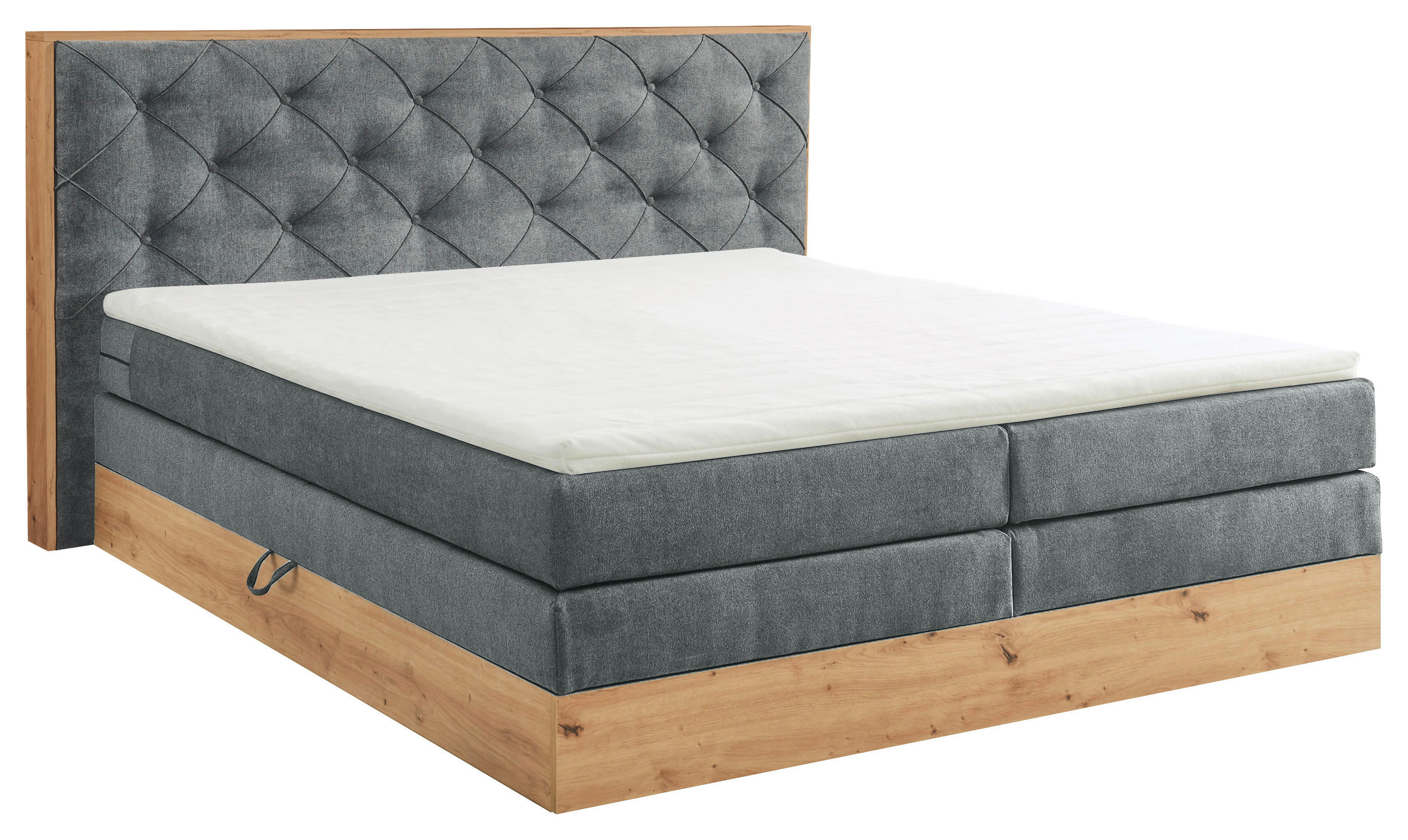 Esposa POSTEL BOXSPRING, 180/200 cm, textil, kompozitní dřevo, šedá, přírodní barvy - šedá, přírodní 