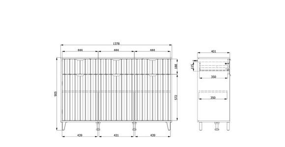 SIDEBOARD in 138/90,5/40 cm - Kaschmir/Schwarz, Basics, Holzwerkstoff/Metall (138/90,5/40cm) - Carryhome
