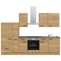 KÜCHENLEERBLOCK 300 cm   in Eichefarben, Schieferfarben  - Schieferfarben/Eichefarben, MODERN, Holzwerkstoff/Metall (300cm) - Nobilia