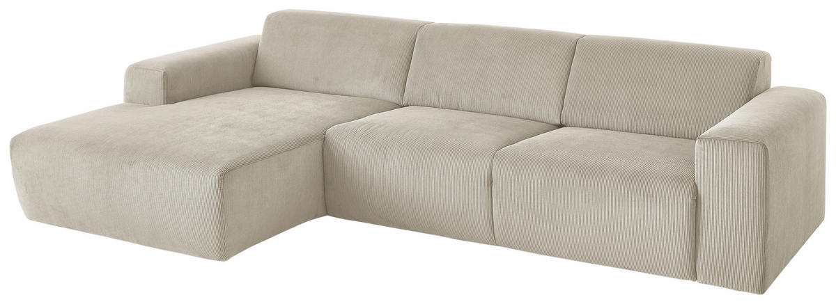 ECKSOFA Naturfarben Feincord  - Schwarz/Naturfarben, Design, Kunststoff/Textil (174/302cm) - Beldomo Style