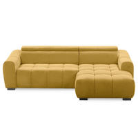 ECKSOFA  Webstoff Senfgelb  - Senfgelb/Schwarz, Design, Kunststoff/Textil (274/177cm) - Livetastic