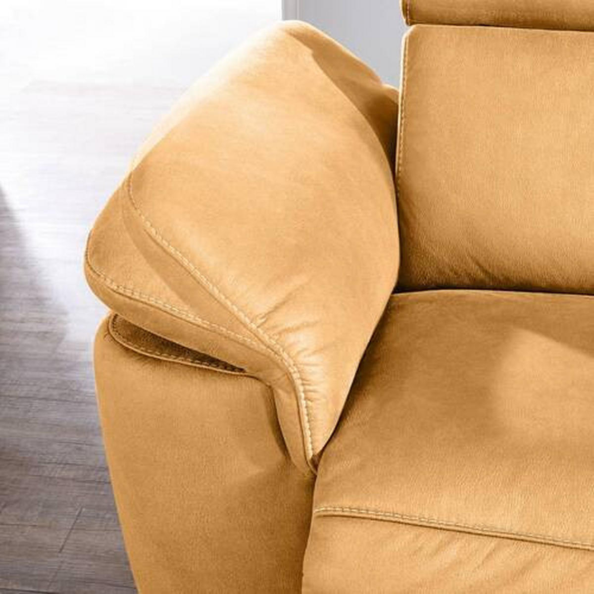 ECKSOFA in Webstoff Bernsteinfarben  - Beige/Bernsteinfarben, Design, Textil/Metall (271/239cm) - Cantus