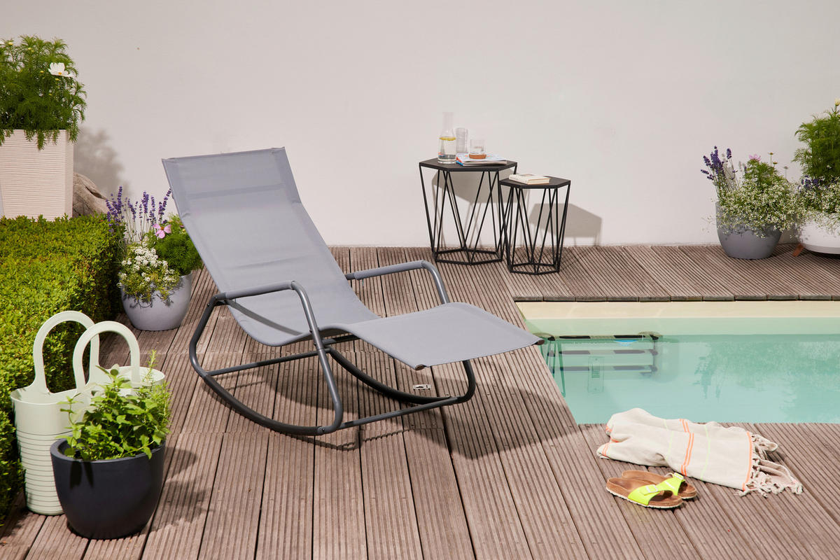 GARTEN-RELAXLIEGE 57/81/143 cm  - Blaugrau, KONVENTIONELL, Kunststoff/Textil (57/81/143cm) - Siena Garden