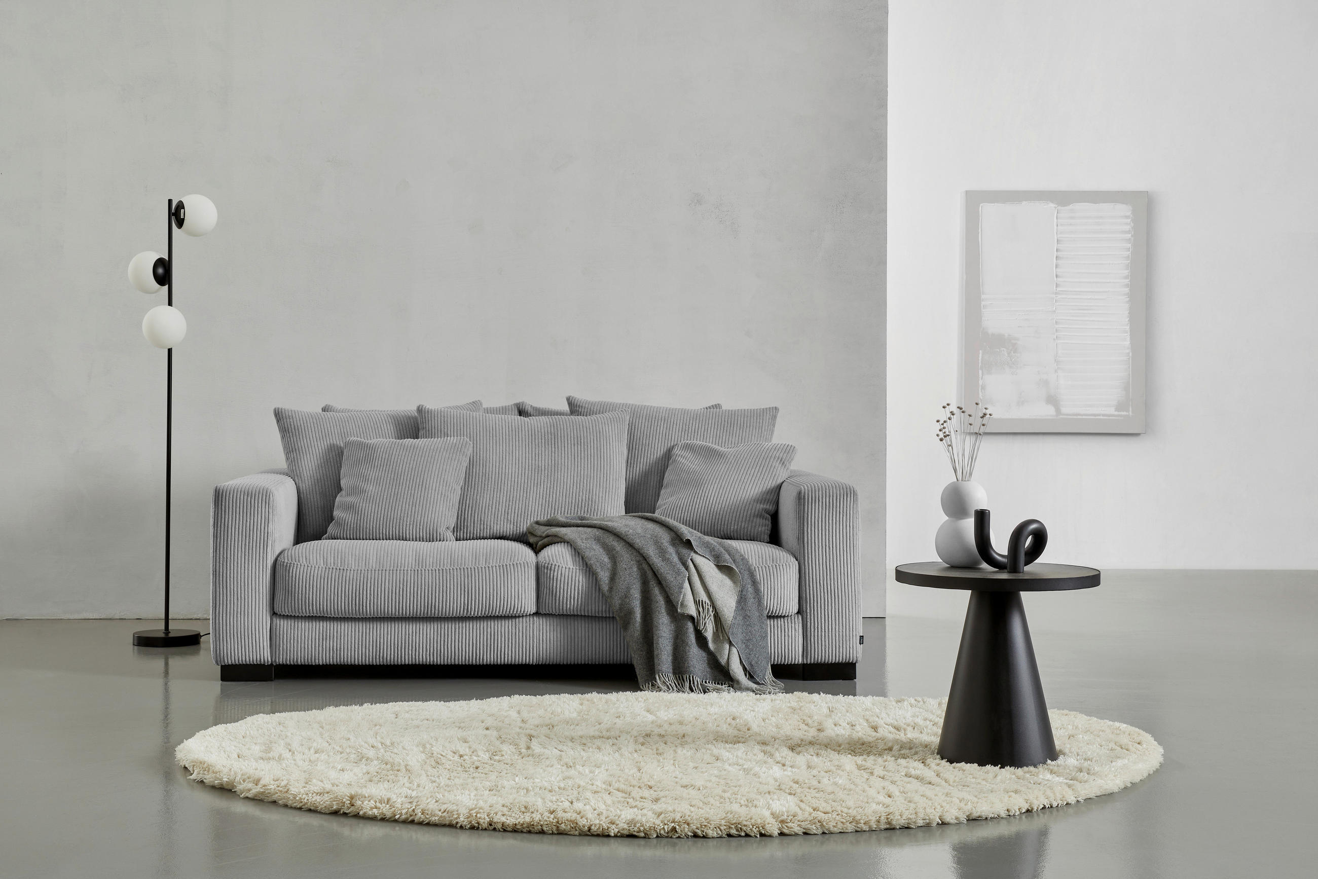 2,5-SITS SOFFA i manchester grå  - svart/grå, Klassisk, trä/textil (203/83/126cm) - MID.YOU