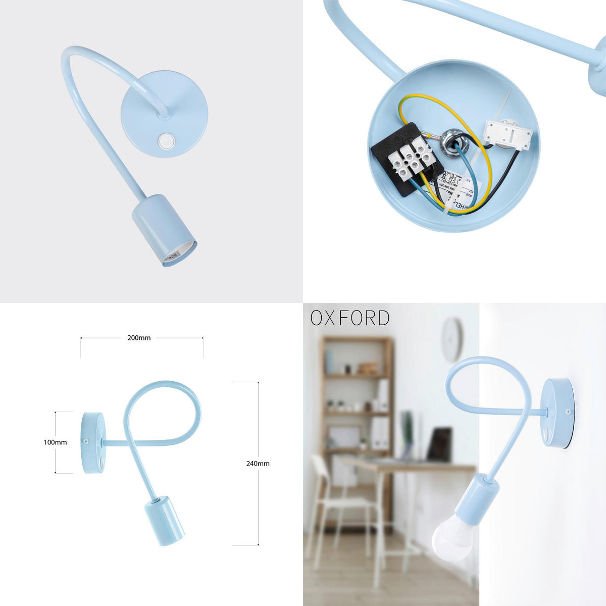 KINDERWANDLEUCHTE Oxford 20/20/24 cm  - Pastellblau, Design, Metall (20/20/24cm)