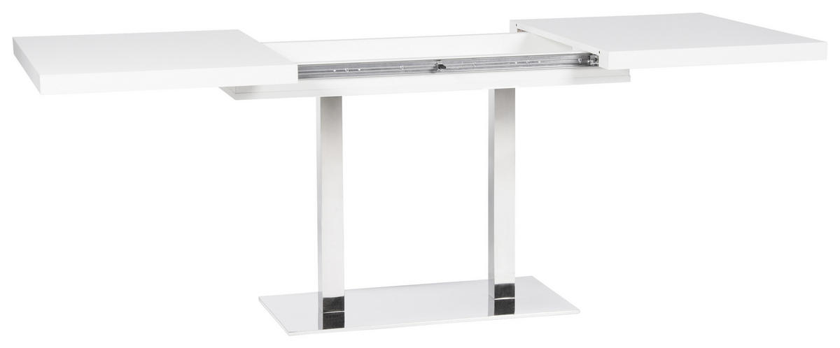 ESSTISCH Weiß, Edelstahlfarben rechteckig  ausziehbar  - Edelstahlfarben/Weiß, KONVENTIONELL, Holzwerkstoff/Metall (120/80/74cm) - MID.YOU