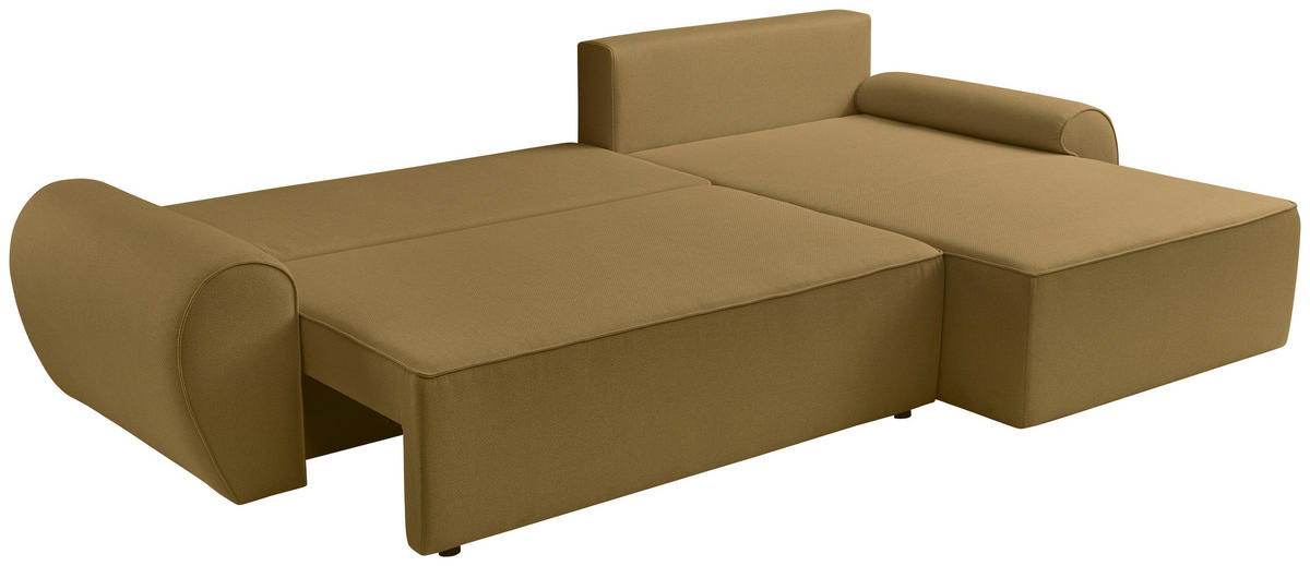 ECKSOFA Senfgelb Flachgewebe  - Senfgelb/Schwarz, KONVENTIONELL, Kunststoff/Textil (292/173cm) - Carryhome