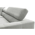 ECKSOFA Hellgrau Feincord Rücken echt, Kopfteilverstellung, Sitzvorzug  - Hellgrau/Schwarz, KONVENTIONELL, Textil/Metall (219/311cm) - Hom`in