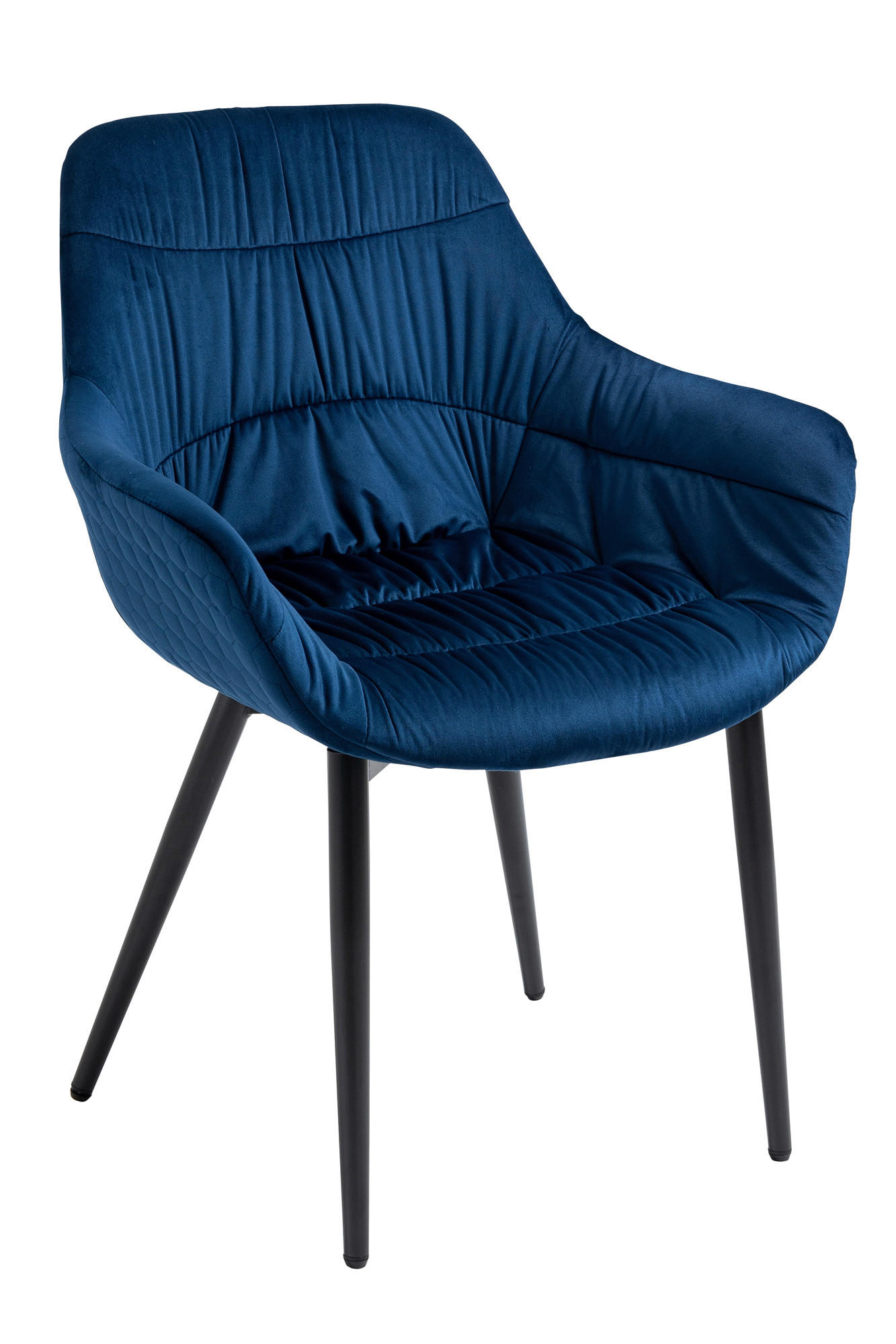 ARMLEHNSTUHL  in Samt  - Blau/Schwarz, MODERN, Textil/Metall (63/81,5/61cm) - Livetastic