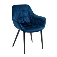 ARMLEHNSTUHL  in Samt  - Blau/Schwarz, MODERN, Textil/Metall (63/81,5/61cm) - Livetastic