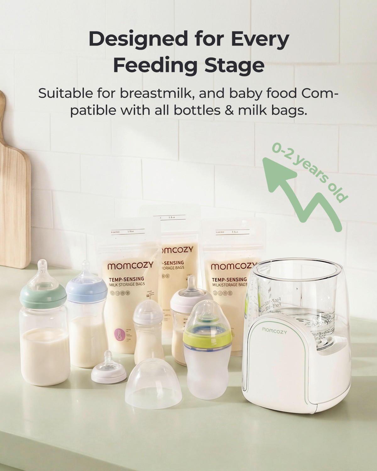 BABYKOSTWÄRMER  Bottle Warmer  - Weiß Hochglanz, Basics, Kunststoff (15/7,07/15cm) - Momcozy
