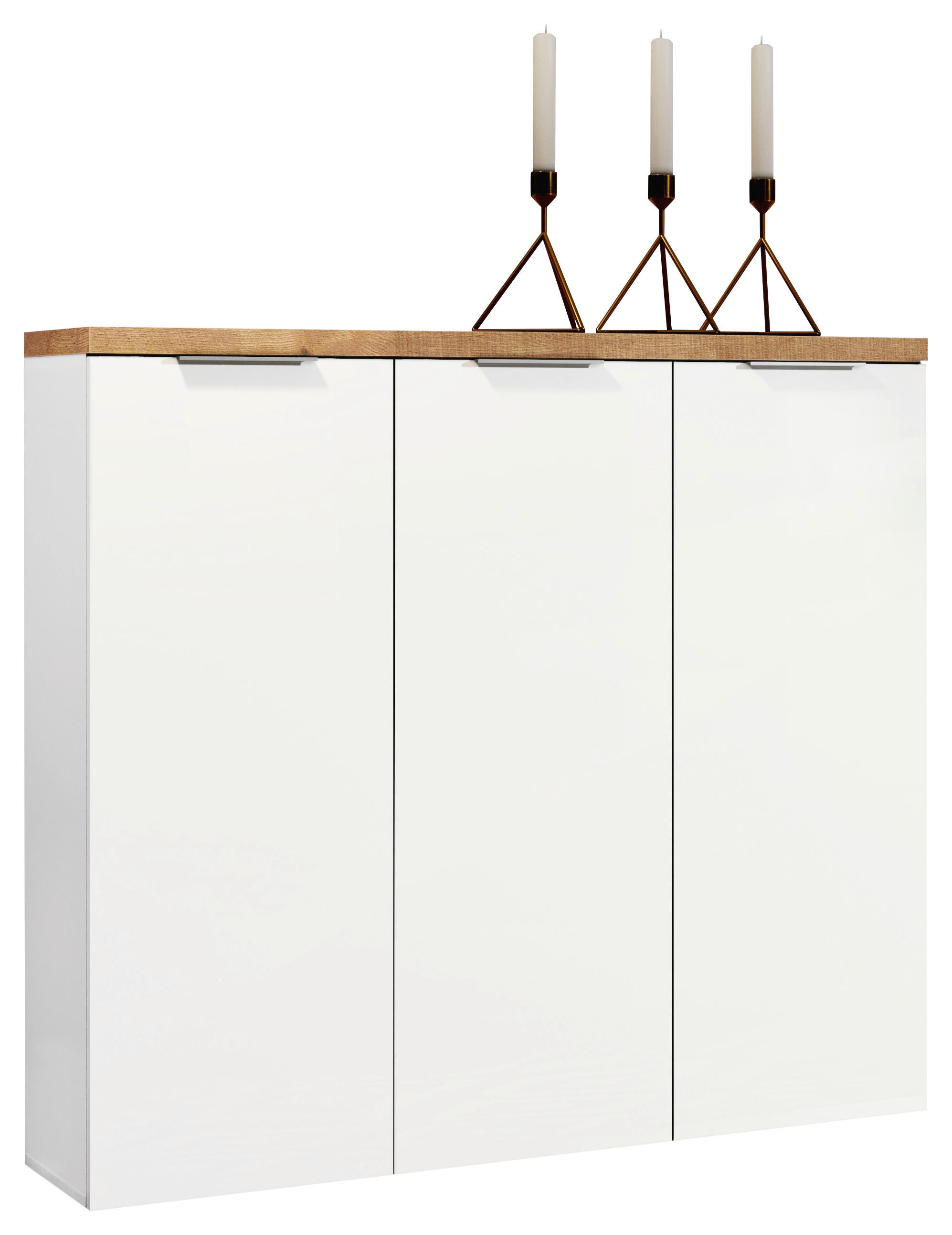 SCHUHSCHRANK Weiß, Eichefarben  - Eichefarben/Alufarben, Design, Holzwerkstoff/Kunststoff (120/115/34cm) - Xora
