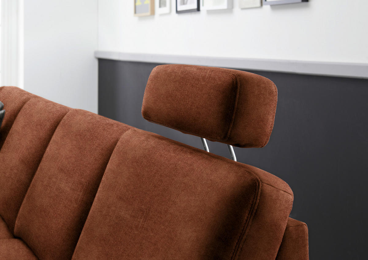 WOHNLANDSCHAFT in Velours Kupferfarben  - Eichefarben/Kupferfarben, Konventionell, Holz/Textil (167/316/235cm) - Beldomo System