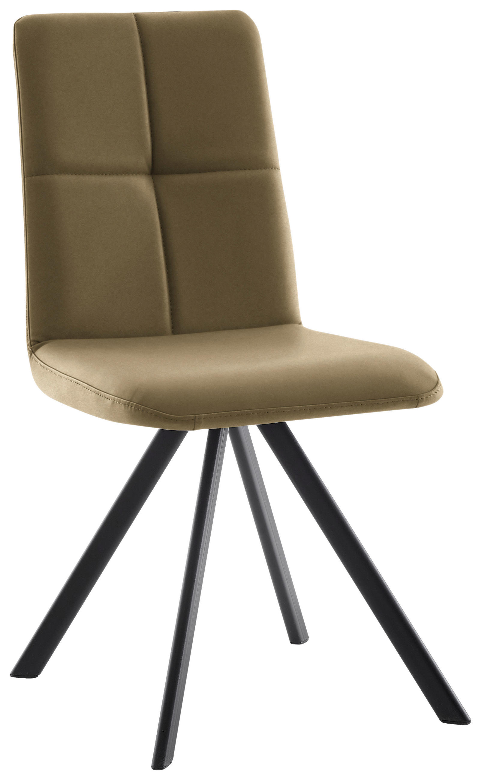 STUHL  in Eisen Lederlook, Mikrofaser Metall, Textil  - Schwarz/Olivgrün, MODERN, Textil/Metall (47/92/60cm) - Cantus