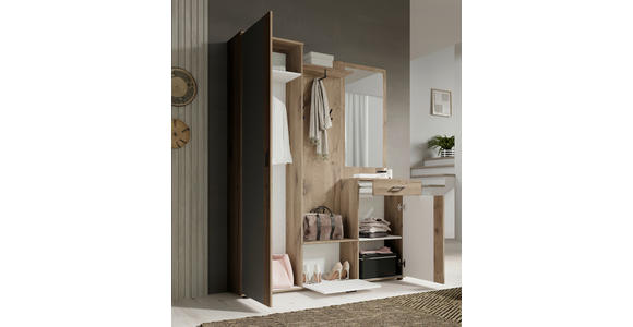 GARDEROBE 6-teilig in 145/184/29 cm - Eichefarben/Grau, Basics, Holzwerkstoff (145/184/29cm) - Carryhome