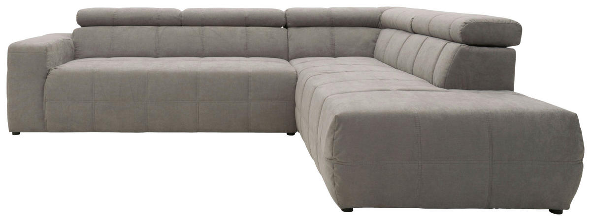 ECKSOFA in Mikrofaser Silberfarben  275/228 cm  - Silberfarben/Schwarz, Design, Kunststoff/Textil (275/228cm) - MID.YOU