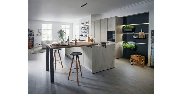 EINBAUKÜCHE - Grau, Basics, Holzwerkstoff - Novel