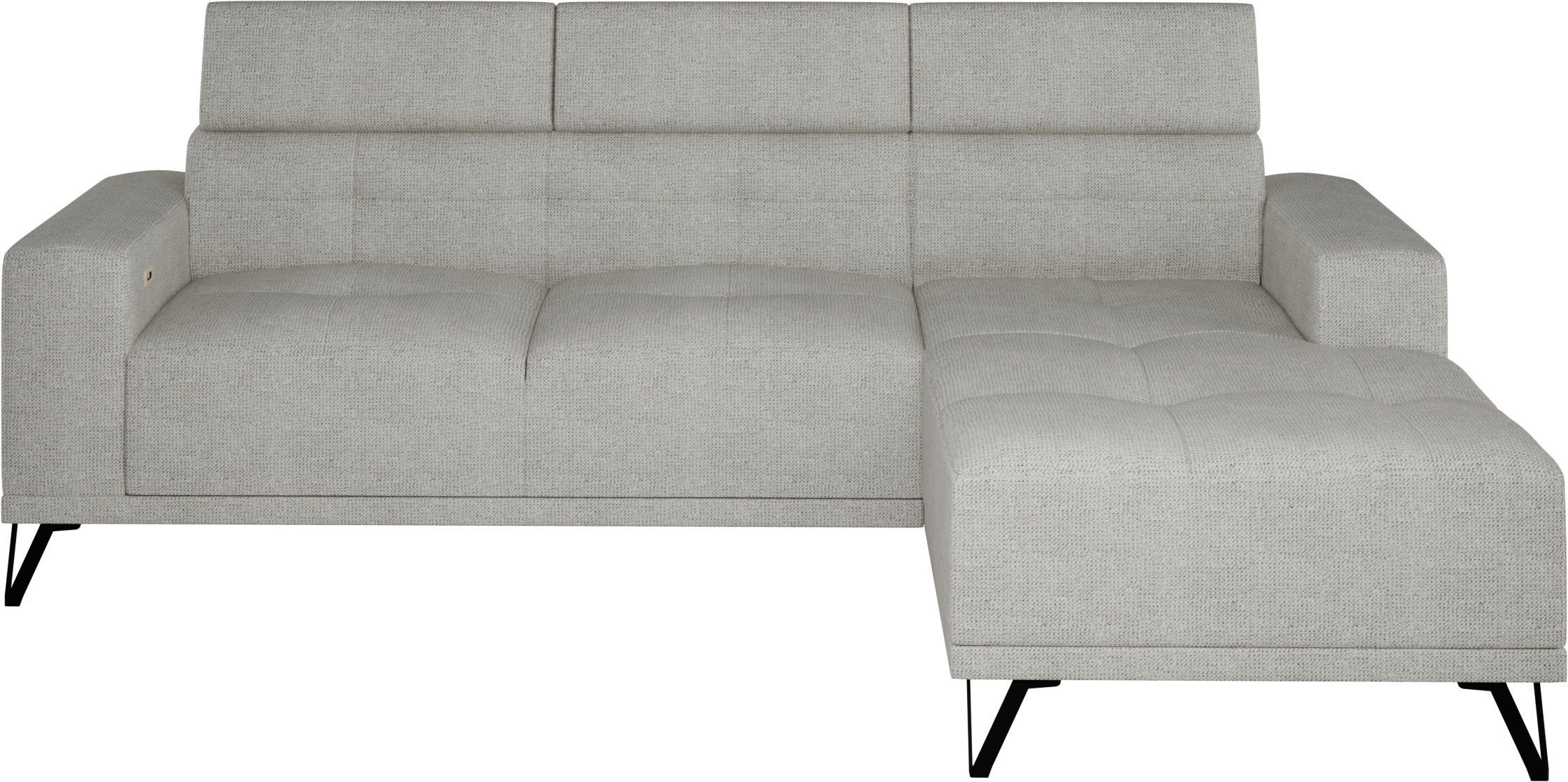 ECKSOFA Greige Chenille  - Greige/Schwarz, KONVENTIONELL, Textil/Metall (264/178cm) - Hom`in