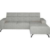 ECKSOFA Greige Chenille  - Greige/Schwarz, KONVENTIONELL, Textil/Metall (264/178cm) - Hom`in