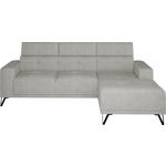 ECKSOFA Greige Chenille  - Greige/Schwarz, KONVENTIONELL, Textil/Metall (264/178cm) - Hom`in