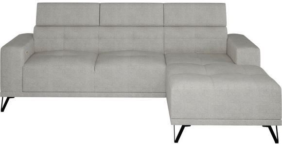 ECKSOFA Greige Chenille - Greige/Schwarz, KONVENTIONELL, Textil/Metall (264/178cm) - Hom`in