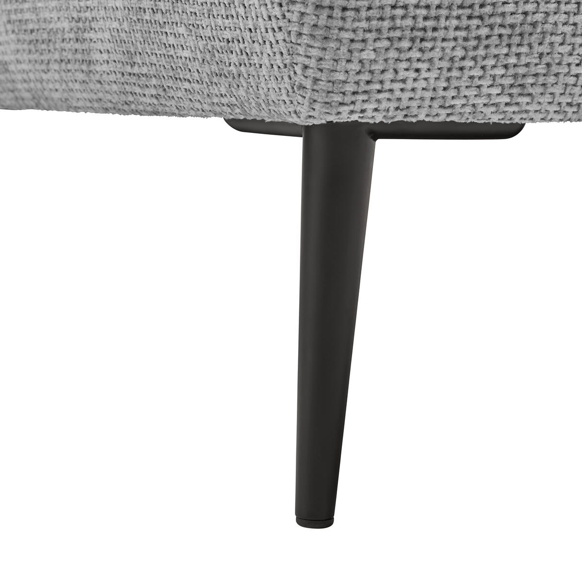 ECKSOFA in Webstoff Hellgrau  - Hellgrau/Schwarz, Modern, Textil/Metall (255/164cm) - MID.YOU