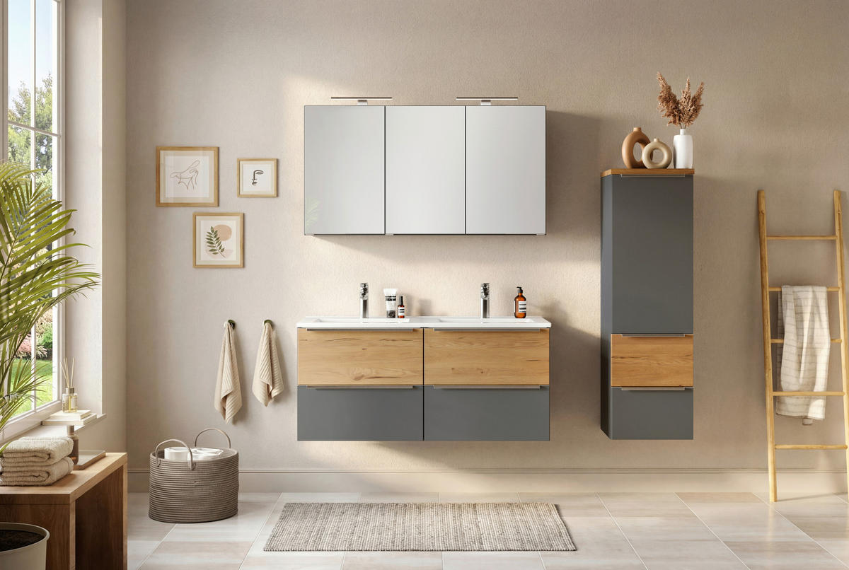 SPIEGELSCHRANK 120/64/20 cm  - Schwarz/Weiß, Trend, Glas/Holzwerkstoff (120/64/20cm) - Held