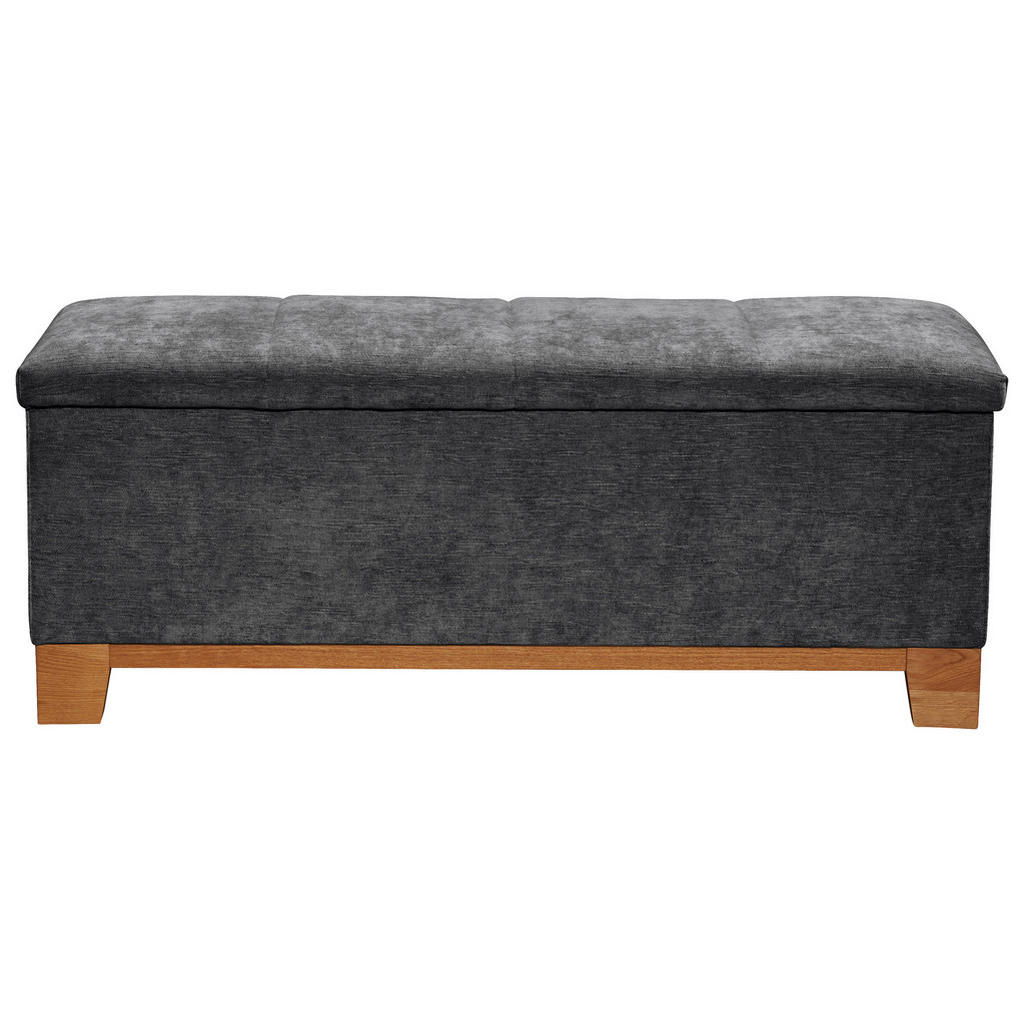 Thumbnail - Carryhome Bettbank, Graphit, Textil, Eiche, massiv, 139x58x50 cm, Wohnzimmer, Hocker, Sitzhocker