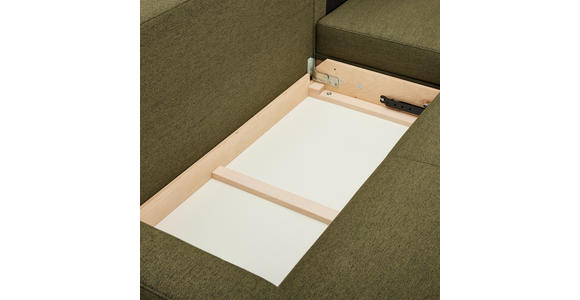 ECKSOFA in Flachgewebe Olivgrün - Eiche Wotan/Olivgrün, KONVENTIONELL, Holz/Textil (255/157cm) - Carryhome