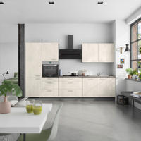 KÜCHENBLOCK Riva 330 cm  in Weiß, Schieferfarben  - Schieferfarben/Edelstahlfarben, MODERN, Holzwerkstoff/Metall (330cm) - Nobilia