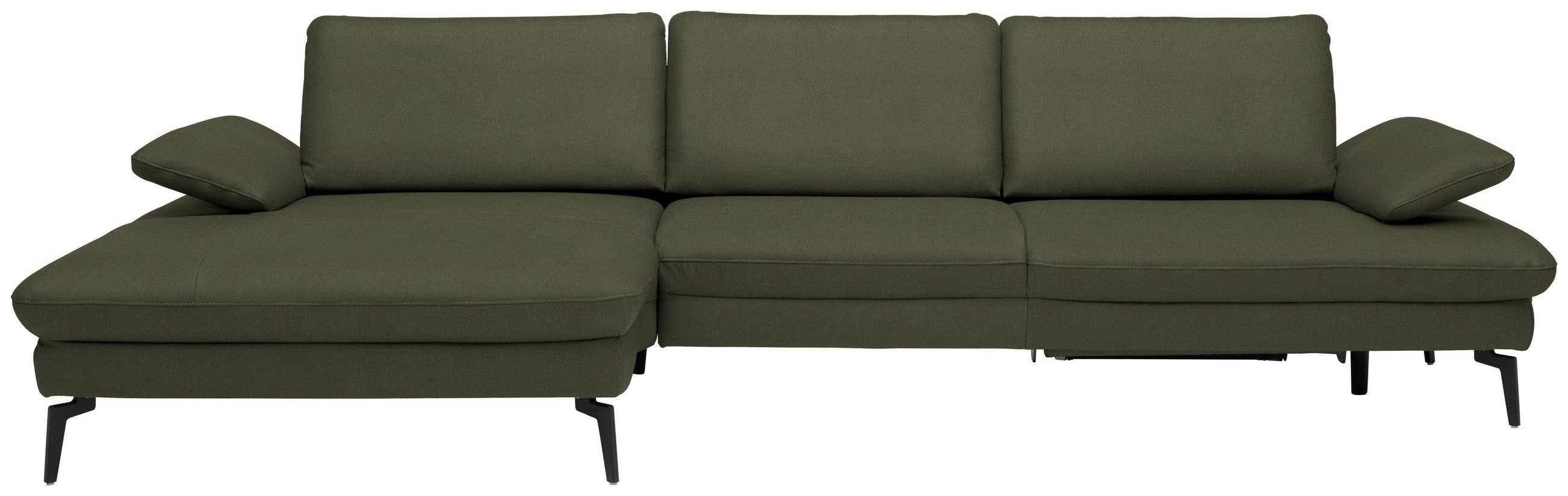 ECKSOFA in Echtleder Grau, Grün  - Schwarz/Grau, Design, Leder/Metall (157/325cm) - Dieter Knoll