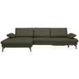 ECKSOFA in Echtleder Grau, Grün  - Schwarz/Grau, Design, Leder/Metall (157/325cm) - Dieter Knoll