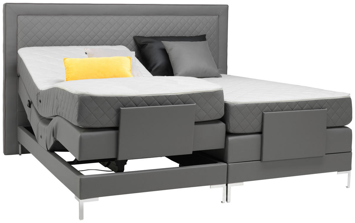 BOXSPRINGOVÁ POSTEĽ, 180/200 cm, sivá - sivá/hliníková, Design, kov/textil (180/200cm) - Welnova
