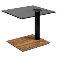 BEISTELLTISCH in Holz, Metall, Glas 55/47/47-65 cm  - Eichefarben/Schwarz, Natur, Glas/Holz (55/47/47-65cm) - Novel