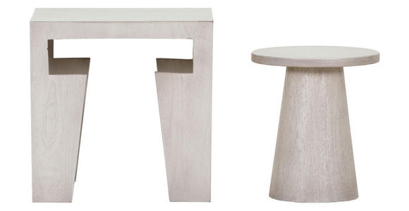 BEISTELLTISCHSET Mangoholz massiv rechteckig Weiß - Weiß, Design, Holz (50/40/50cm) - Carryhome