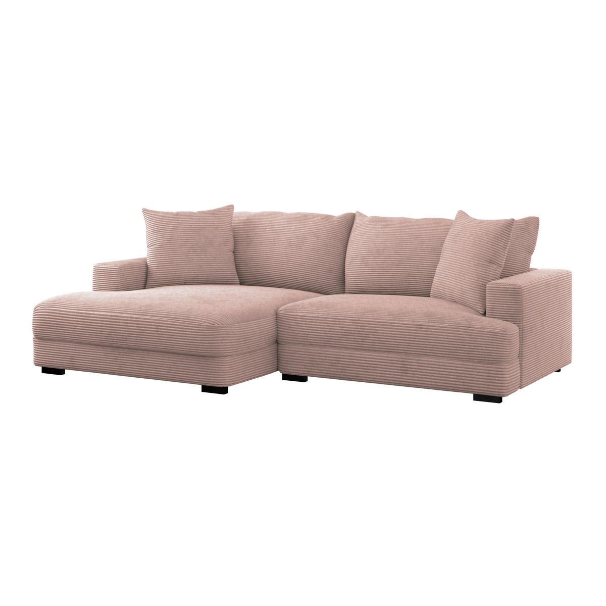 ECKSOFA Rosa Cord  - Schwarz/Rosa, MODERN, Textil (180/265cm) - P & B