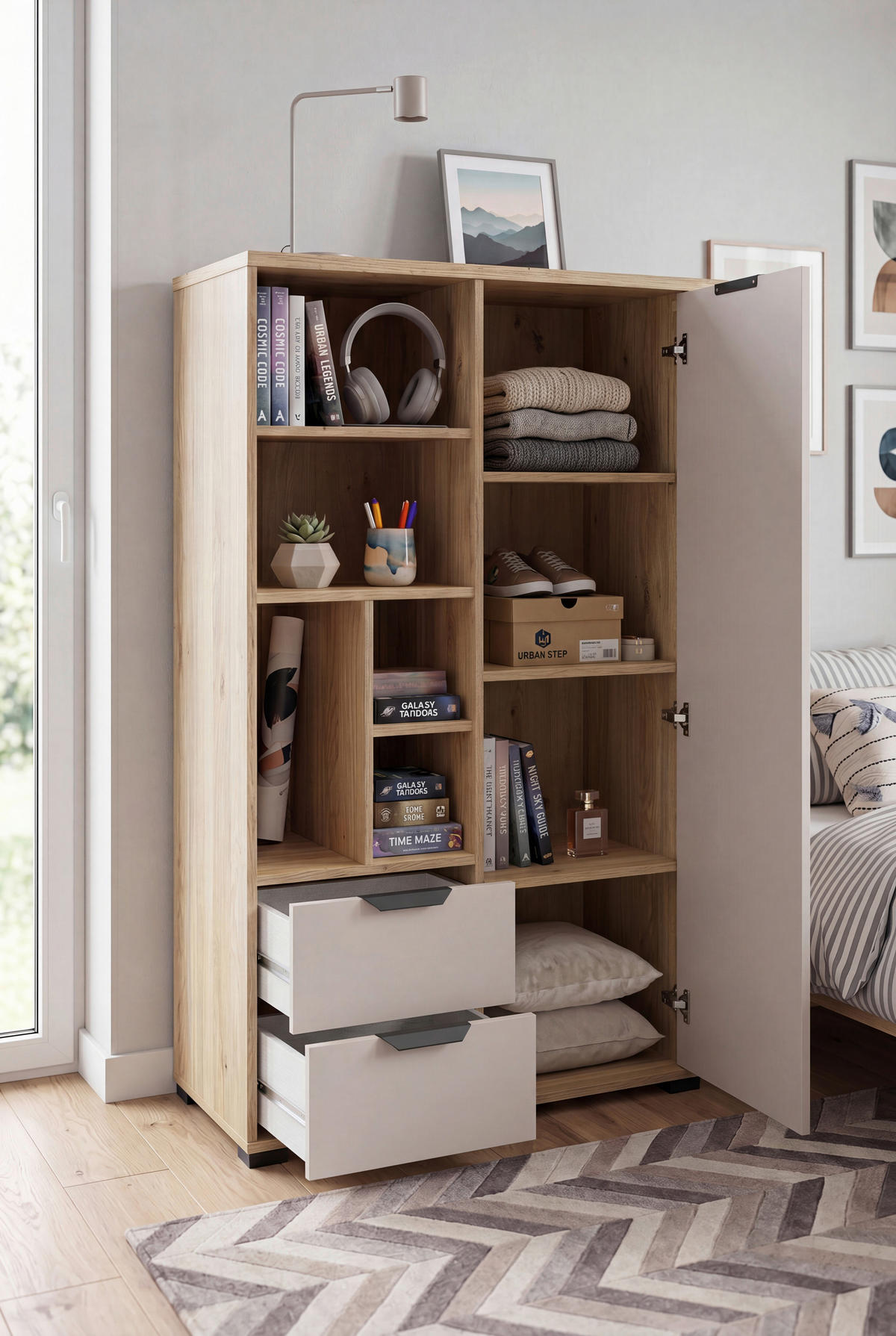 JUGENDZIMMER - Kaschmir/Eichefarben, Basics, Holzwerkstoff (90/200cm) - Milino