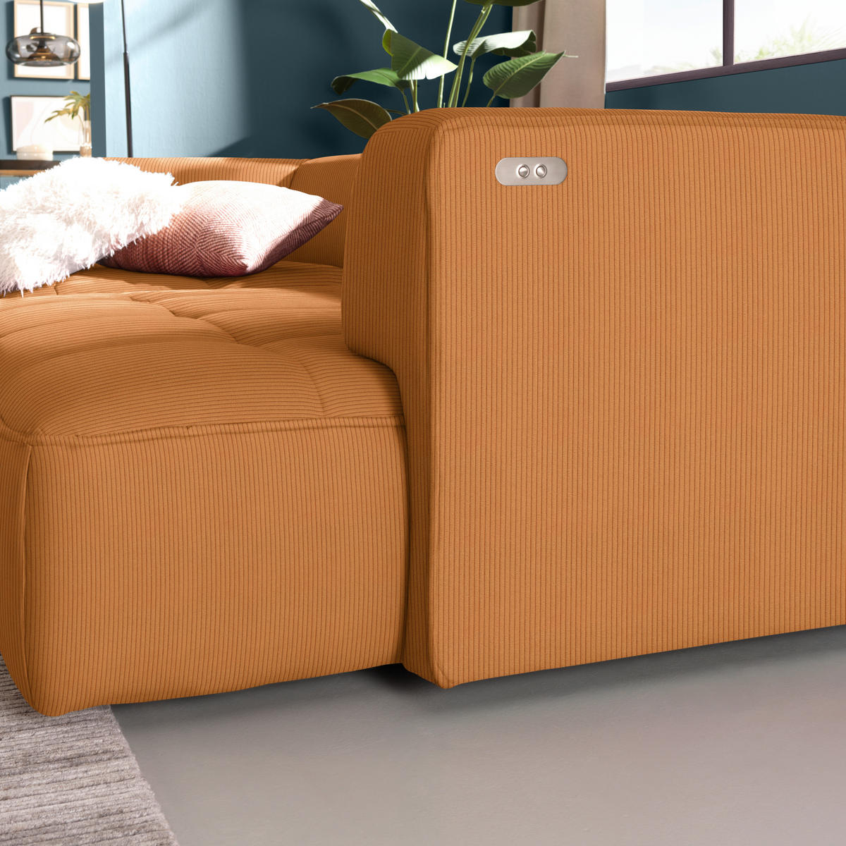 ECKSOFA Feincord Currygelb  - Currygelb/Schwarz, Design, Kunststoff/Textil (188/288cm) - Welnova