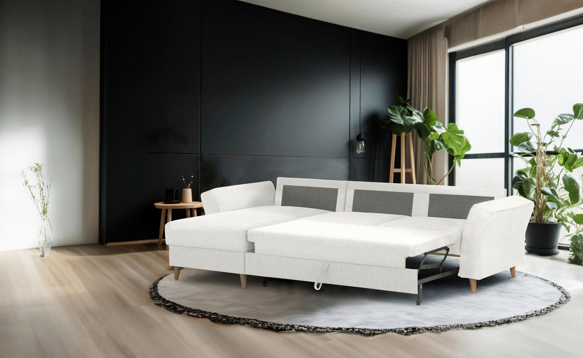 ECKSOFA in Flachgewebe Naturfarben  - Eichefarben/Naturfarben, KONVENTIONELL, Holz/Textil (265/159cm) - Carryhome
