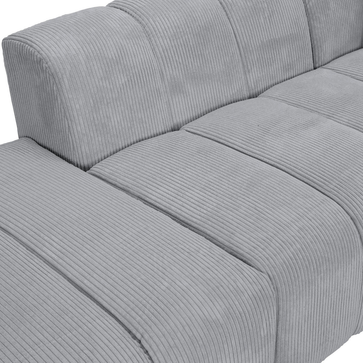 ECKSOFA Hellgrau Cord Zierkissen, Rücken echt  - Hellgrau/Schwarz, KONVENTIONELL, Kunststoff/Textil (313/162cm) - Carryhome