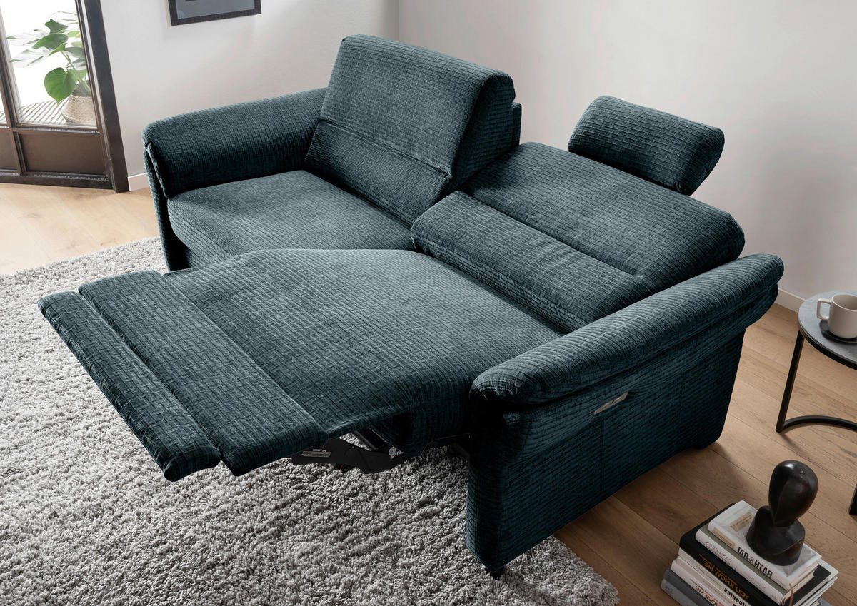 3-SITZER-SOFA in Mikrofaser Blau  - Blau/Schwarz, Modern, Holz/Textil (192/90/89cm) - Livetastic