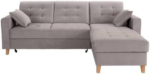 ECKSOFA Beige Samt  - Beige/Naturfarben, Design, Holz/Textil (231/160cm) - Livetastic